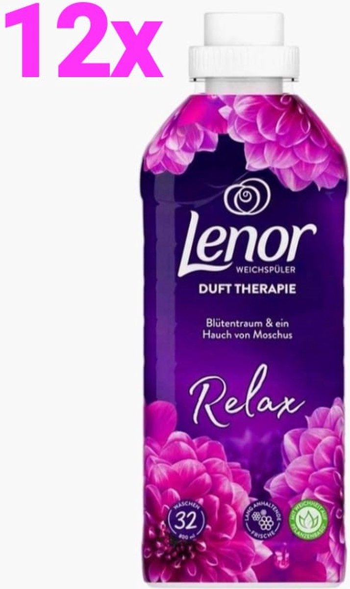 Goedkoopste Lenor wasverzachter Bloemendroom & een vleugje muskus ( relax) 9600 ml (12x 800 ml) - 384 wasbeurten (12x 32 wasbeurten