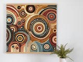 Modern aboriginal schilderij | Hedendaags inheems kunstwerk met moderne twist en traditioneel eerbetoon | Kunst - 20x20 centimeter op Dibond | Foto op Dibond