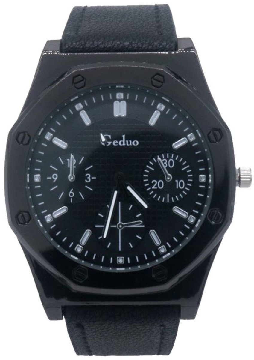 Horloge - accessoire - verstelbaar - gesp - zwart - heren - polshorloge - hip - trendy - tijdloos - chique - feest - feestdagen - verjaardag - cadeau - geschenk