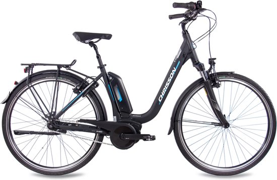 Chrisson E-Cassiopea Elektrische Fiets 28 Inch - E-bike 50 cm - Middenmotor - Damesfiets - 7 Versnellingen - V-Brakes - Matzwart