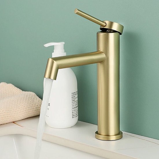 Rea Foss Gold Brush Low - Robinet pour lavabo - Or