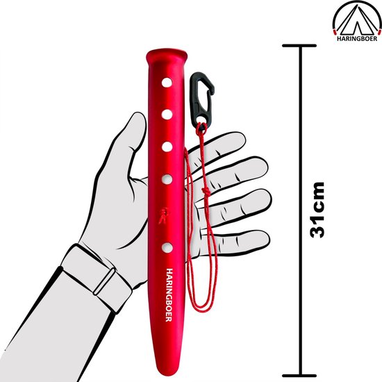 Haringboer® Tentharingen - 31 cm U-vorm Sneeuw en Zand Haringen - 8 stuks Zachte Grond Pennen - Lichtgewicht 52 gram per stuk - Aluminium (7000-series) Haringen Tent - Zachte Ondergrond - Inclusief Trekkoord en Haringzak van Haringboer® — afbeelding 5