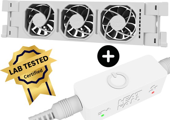 Heatfan 3 Single set - Radiator Ventilator met Touch Sensor - Universele Maat - Zonder Geluid - Geschikt voor radiator 30 tot 60cm - Wit