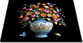 Papillon Inductie beschermer - Antislip Afdekmat - 60x52 - Bonte bloemen in Luxe vaas