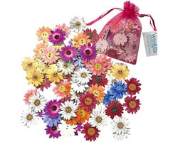 50 Houten knopen in bloemvorm - 25mm - DIY - Chrysanten in diverse kleuren - Bloemen decoratie