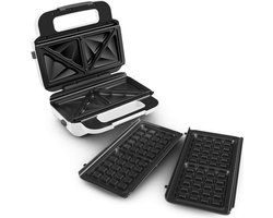 Toast- en wafelijzer 850 W extra diepe en grote uitneembare borden multifunctioneel wafels-toast-snack XL snelle verwarming antiaanbaklaag verticale opslag SW701110 wafelijzer met verwisselbare platen