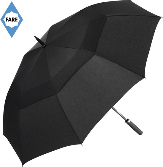 Parapluie de golf Fare - Ø 133 cm - Ouverture automatique - Coupe-vent - Système de ventilation - Polyester/Fibre de verre/Plastique - Noir