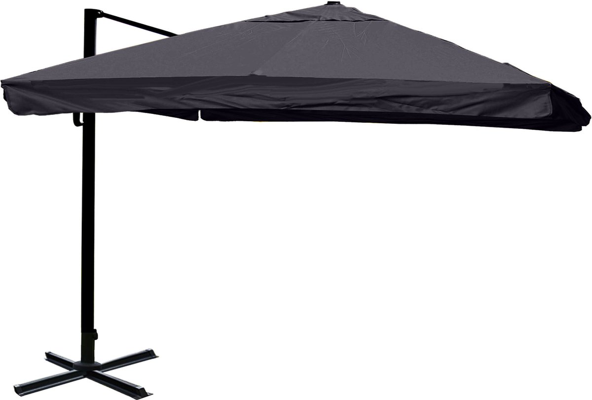 Zweefparasol MCW-A96, parasol, 3x4m (Ø5m) polyester/aluminium 26kg ~ klep, antraciet zonder voet