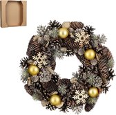 House of Seasons Kerstkrans - H9 x Ø34 cm - Goud