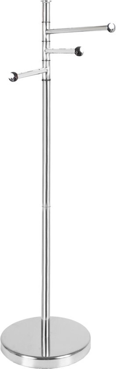Eleganca Handdoekrek - H84xB30xØ22 cm - Vrijstaand handdoekkenrek - 3-Arms Handdoekenhouder - Verstelbaar - Chroom