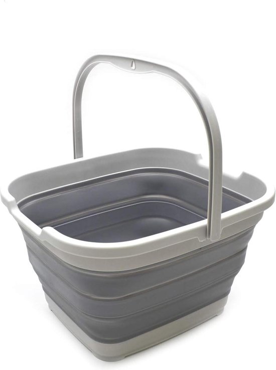 SAMMART 20,8L inklapbaar rechthoekig praktische mand/emmer (grijs, klein SAMMART 20,8L inklapbaar rechthoekig praktische mand/emmer (grijs, klein