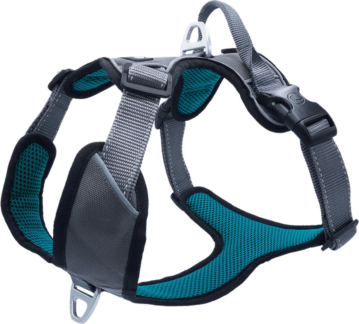 Petlando Hondenharnas Outdoor Grijs&Petrol - Hondentuig - Xs 38-46 Cm