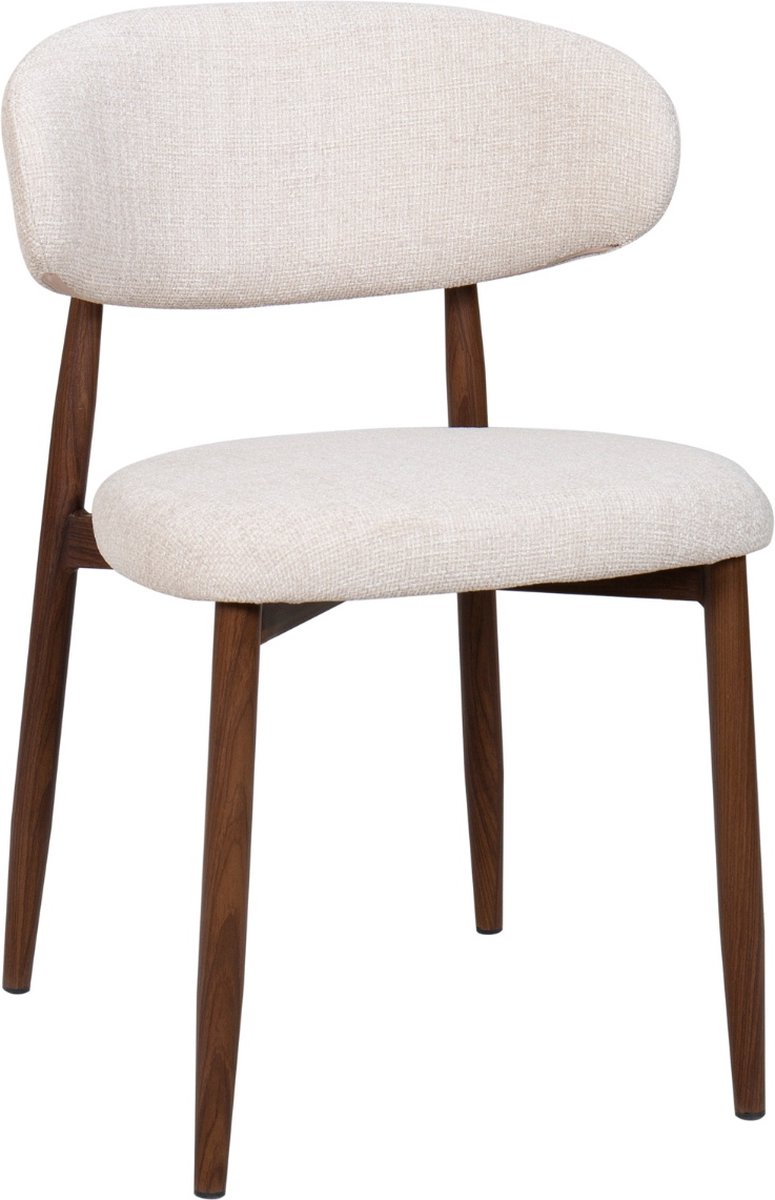 Giga Meubel Eetkamerstoel Alexia - Beige/Walnoot - Set van 2