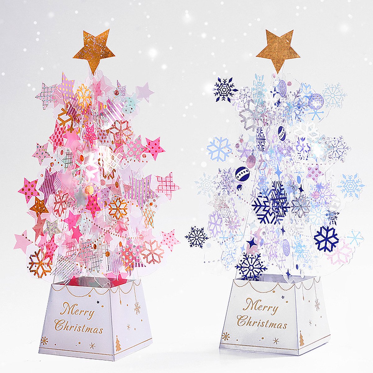 Loha-party®2kits-Kristallen kerstboom wenskaart-3D Kerstkaart-pop up-enveloppen-uv kaart-tafel kerst ornamenten-XXL