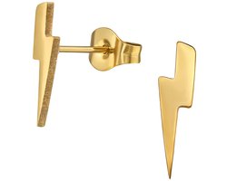 CS Joy - Bliksem oorbellen - Chirurgisch staal - 3 x 13 mm - ip/pvd gold plated