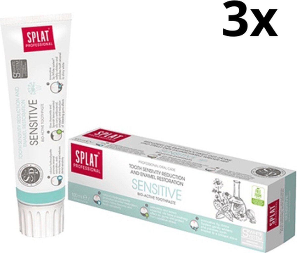 Goedkoopste Splat Professional Sensitive Tandpasta – 3 x 100 ml – Voordeelverpakking