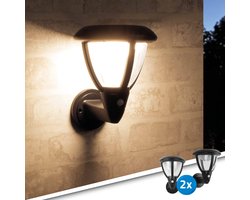RexTech Solar wandlamp buiten 'Daisy' - Set van 2 stuks - Met bewegingssensor - 95 lumen - Tuinverlichting op zonne-energie geschikt voor schutting