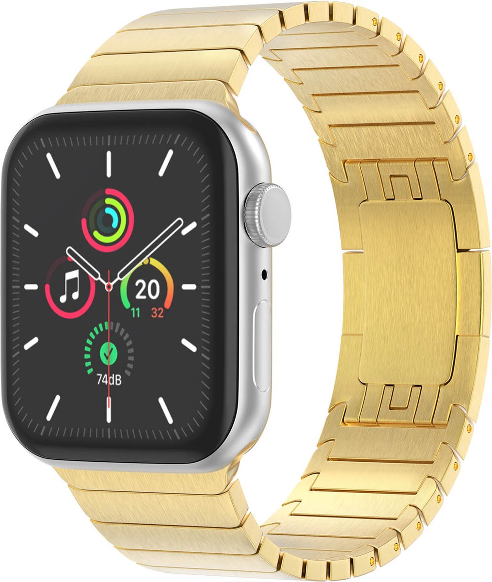 Selencia Stalen schakelband geschikt geschikt voor Apple Watch Series 1 / 2 / 3 / 4 / 5 / 6 / 7 / 8 / 9 / SE / Ultra (2) - 42 / 44 / 45 / 49 mm - Goud
