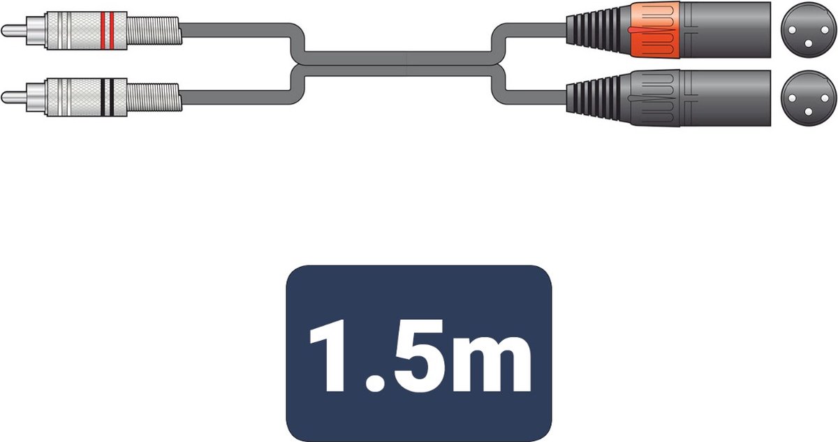 Chord XMRCA0150 Professionele RCA - XLR Male kabel 1.50m