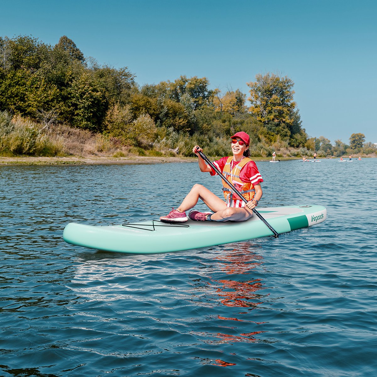 LifeGoods SUP Board Allround Compact - 120 KG Draagkracht - 300 x 76 cm - Opblaasbaar - Compleet SUP pakket - Mintgroen – foto 4