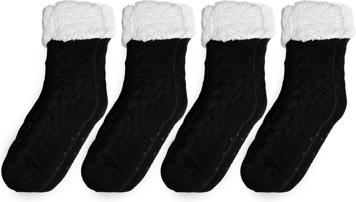 Goedkoopste Zoem - Fleece sokken- 4 paar - maat 35-40 - combi deal - winter -super zacht - warme voeten - zwart