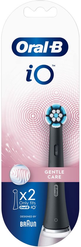 Oral-B iO Gentle Care Zwarte Opzetborstels voor Tandenborstel - 2 Stuks - Zachte Reiniging voor Gevoelige Tanden en Tandvlees