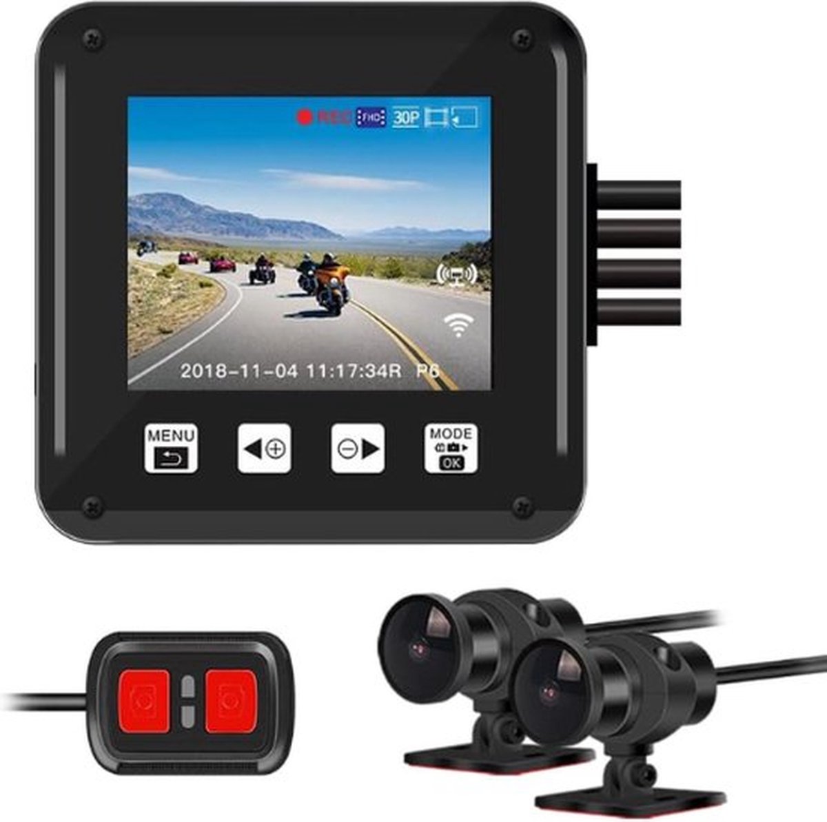 Thuys – Luxe Dashcam Motor Pro – Motorfiets Camera – Motocam – Met WiFi – Dubbele 1080P Camera – Sony Beeldsensor – 150° Kijkhoek