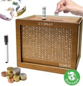 Stemap® Spaarpot volwassenen | Spaarpot | Milieubewust | Spaarpotten | Sparen met een doel | Van hout | Tot €10000 | Herbruikbaar | Jongen & Meisje | Must have voor grote spaarders!