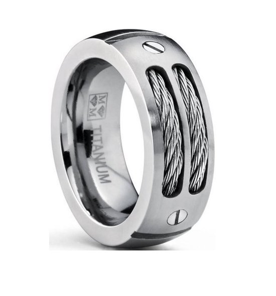 Ring Fil d'Acier Titane Large couleur Argent| Bague femme