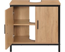Eszenzics™ Badkamermeubel 'Isy' - Industrieel zwart - Licht eiken - Wastafelkast onderkast - Badkamerkast - Uitsparing - 60x60x30 cm