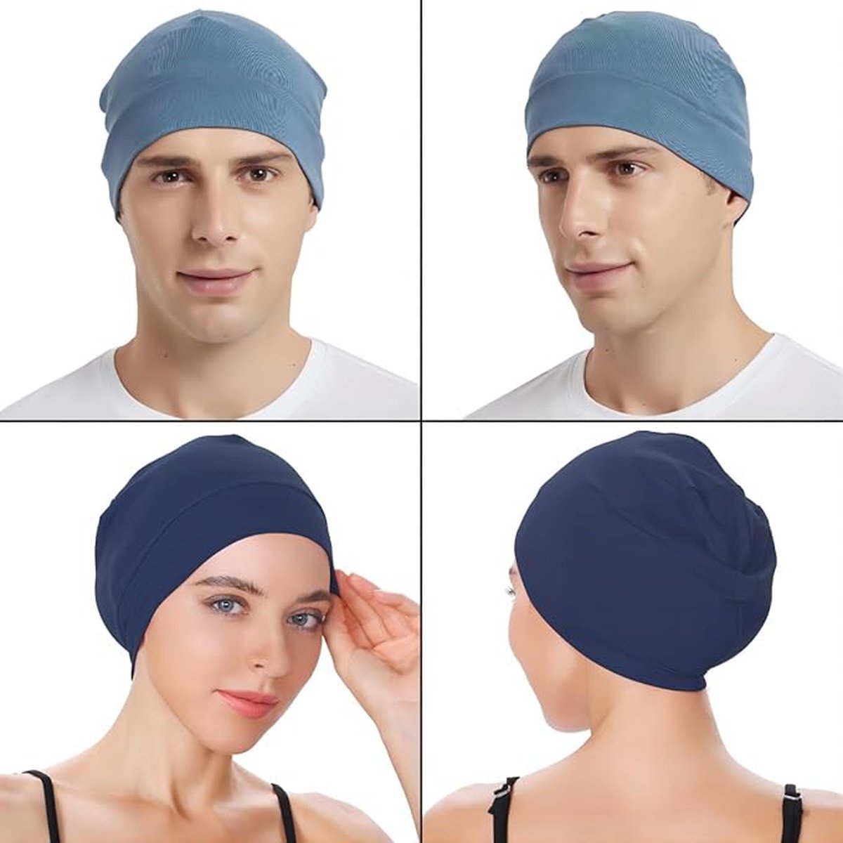 Muts Beanie van gebreid katoen – NAVY BLUE M – – Baby Winkel