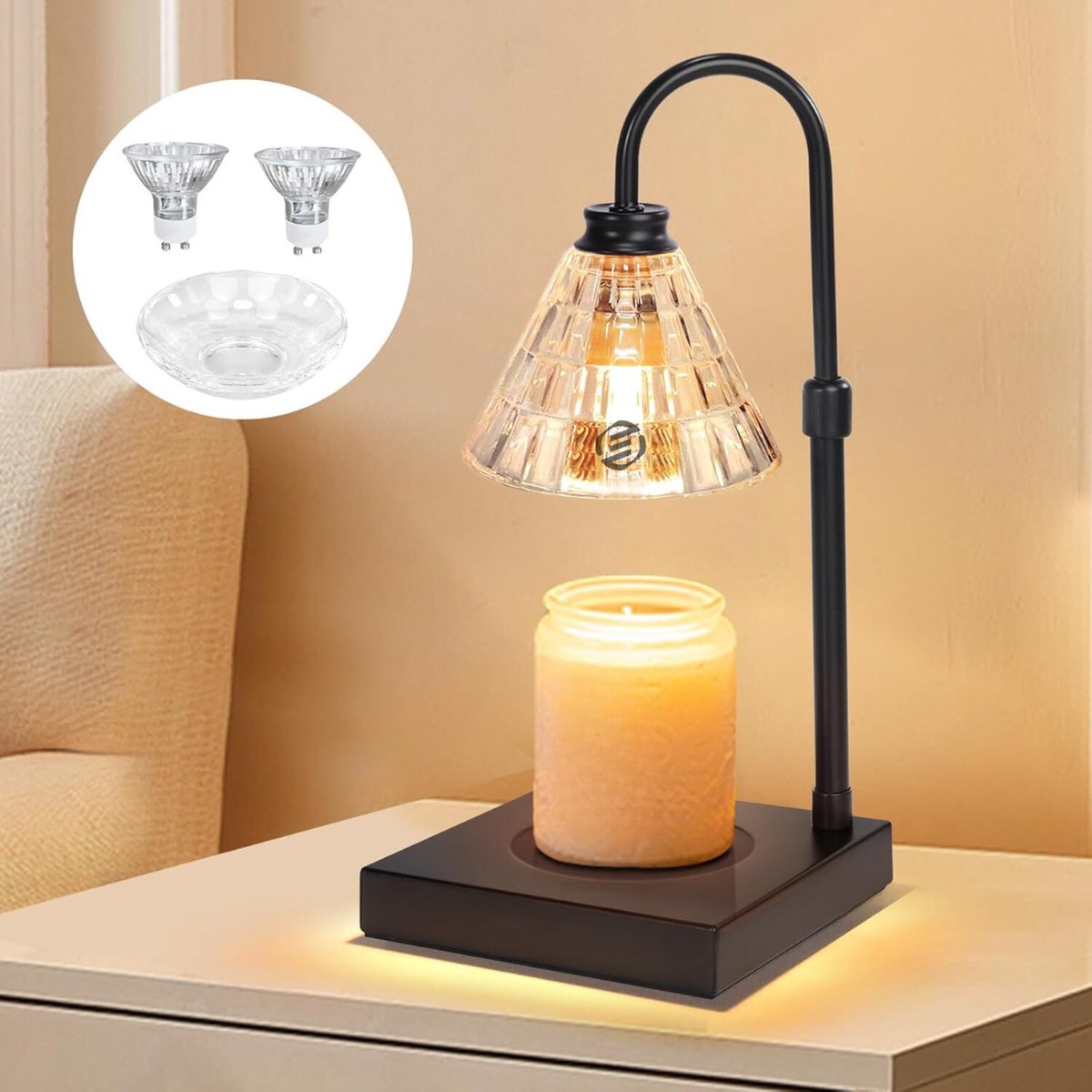 Lampe Chauffe-bougie Parfumée - Minuterie 2H/4H/8H - Variateur Luminosité - Décoration Maison