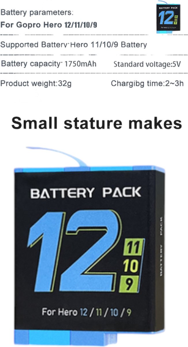 GoPro Hero Oplaadbare Li-ion Batterij thumbnail 2