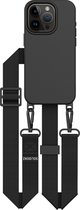 Geschikt voor iPhone 16 Pro Hoesje Met Koord - Afneembaar Koordje 16 Pro - Backcover Met Koord 16 Pro - Telefoonhoesje - Cord Case - Telefoon Ketting Verstelbaar - Lanyard - Geschikt voor MagSafe Case - Solidenz Collection - Zwart