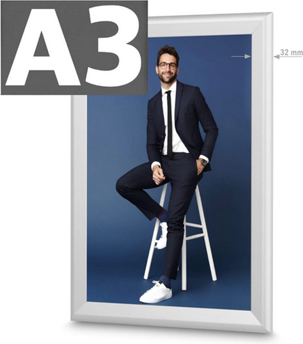 Kliklijst - Display - Clicklijst -incl. muurbevestiging - A3 - Aluminium - Agyco