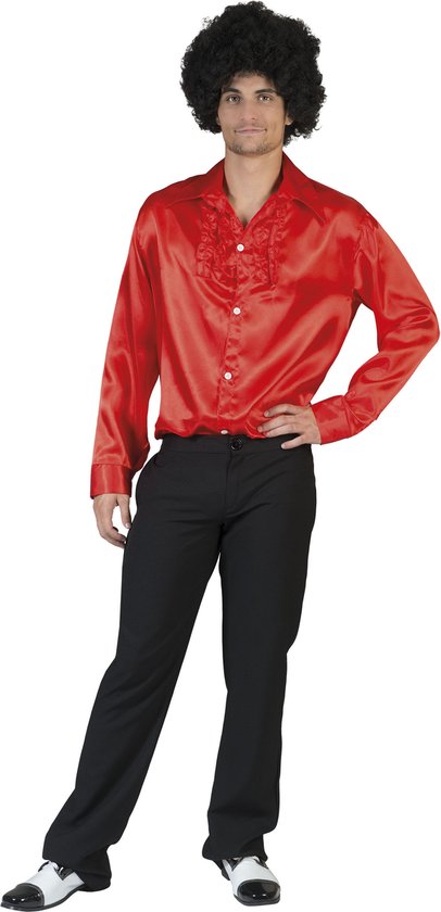Costume des années 80 et 90 Chemise à volants rouge homme