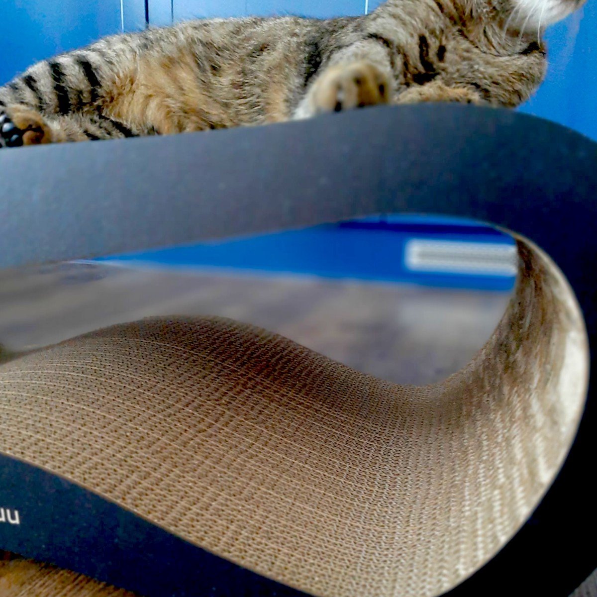 Mruu&Pruu GROOT KATTENKRAASBED XXL LEON ZWART Kattenmand Krabplank Krabpaal Karton Krabmand Kattenbed | 78x28x40 cm thumbnail 2