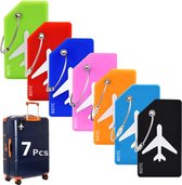 Bol.com BOTC Reiskoffer - Silicone Bagagelabel - 7 stuks Kofferlabel - Reisaccessoire - Kofferlabel voor Koffers - Meerdere Kleuren aanbieding