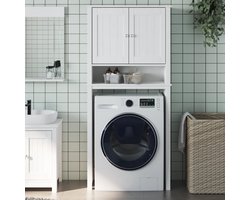 Wasmachine ombouw - Kast - Opbouwmeubel - Verhoger - Wasmachine meubel - Opbergkast - Hout - Wit