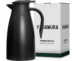 Hanamura Thermoskan - Isoleerkan - 1,5L - Tot 24 uur lang warm of koud - Lekvrij & Anti-slip - Zwart Hanamura Thermoskan - Isoleerkan - 1,5L - Tot 24 uur lang warm of koud - Lekvrij & Anti-slip - Zwart