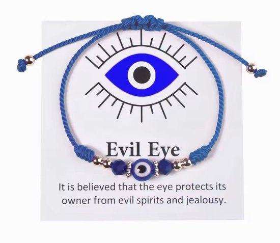 Akyol - Evileye – evil – eye – blauwe evileye – armband– unisex – geluk – bescherming – boze oog ketting - turkse oog - nazar - cadeau voor vriendin - blauwe oog armband – vrienden armband