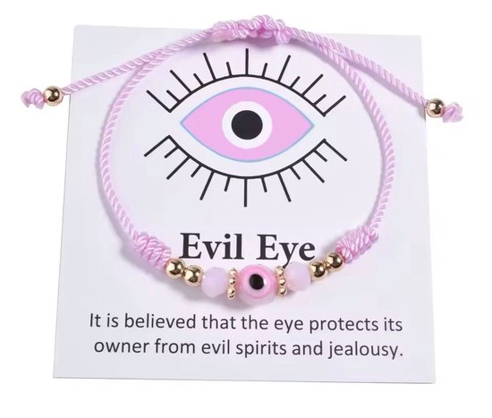Akyol - roze Evileye armband – evil – eye – blauwe evileye – armband– unisex – geluk – bescherming – boze oog ketting - turkse oog - nazar - cadeau voor vriendin - blauwe oog armband – vrienden armband