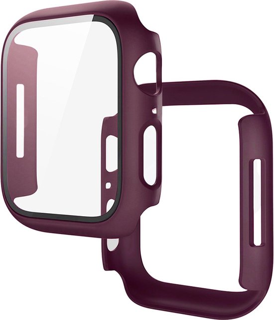 Stravo Full Cover/Hoesje - Screen Protector - Geschikt voor Apple Watch Series 10 & Series 11 - 46mm - Bescherm Hoesje voor Apple Watch series 10 / X - maat 46mm - Hardcase - Protection - iWatch S10 & S11 case - Wijn Rood