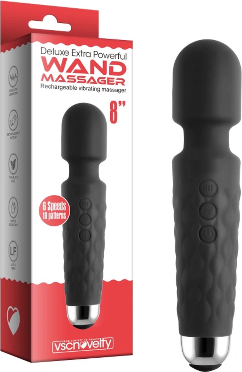Goedkoopste vscnovelty® Deluxe Extra Powerful Wand Massager - 10 standen - USB oplaadbaar - zwart