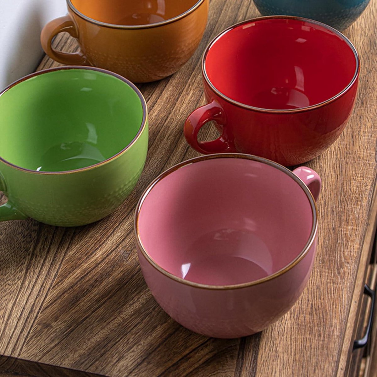 Tasse à Café Céramique Extra Grande 800 Ml - Glaçage Réactif Unique - Micro-ondes Et Lave-vaisselle Safe