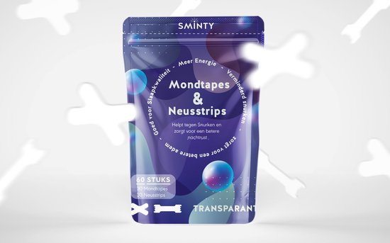 Foto: Sminty neusstrips 30 stuks neuspleisters anti snurk neus pleisters neusspreider nasal strips anti snurk pleisters anti snurk slaapstrips hypoallergene lijm mouth tape myotape mond tape mondtape transparant 60 stuks