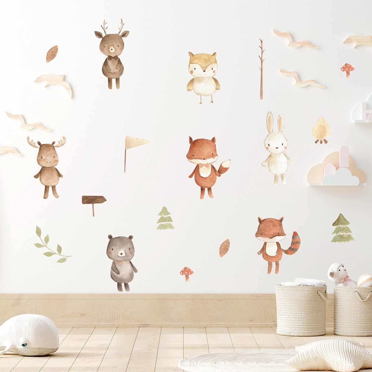 Muursticker kinderkamer | Schattige Bosdieren | cartoon dieren | Stickers zelfklevend | Kinderkamer | Babykamer | slaapkamer | Meisje | Jongen | Huis inrichting | Stickerkamer®