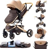 Bol.com GoobiSales Luxe 3-in-1 Kinderwagen - Draagbaar Opvouwbaar met Vering - Aluminium Frame - Inclusief Autostoel - Kwalitati... aanbieding