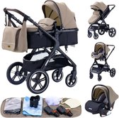Bol.com Premium 3-in-1 Kinderwagen - Draagbaar Opvouwbaar met Vering - Aluminium Frame - Inclusief Autostoel - Kwalitatieve Bugg... aanbieding