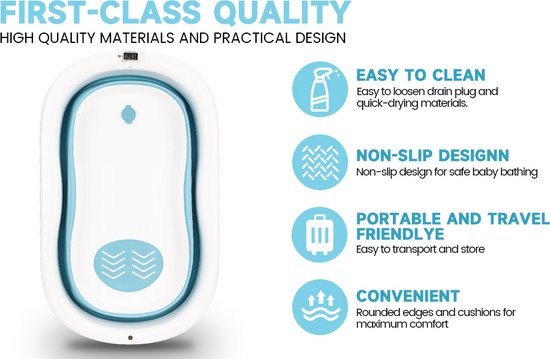 Groot Babybad Met Badstandaard, Ergonomisch Babybad Met Inklapbare Badstandaard, Inklapbaar Bad Met Antislip, Opvouwbaar Bad Voor Pasgeborenen - Shampoo Beker van Ligurra — afbeelding 4